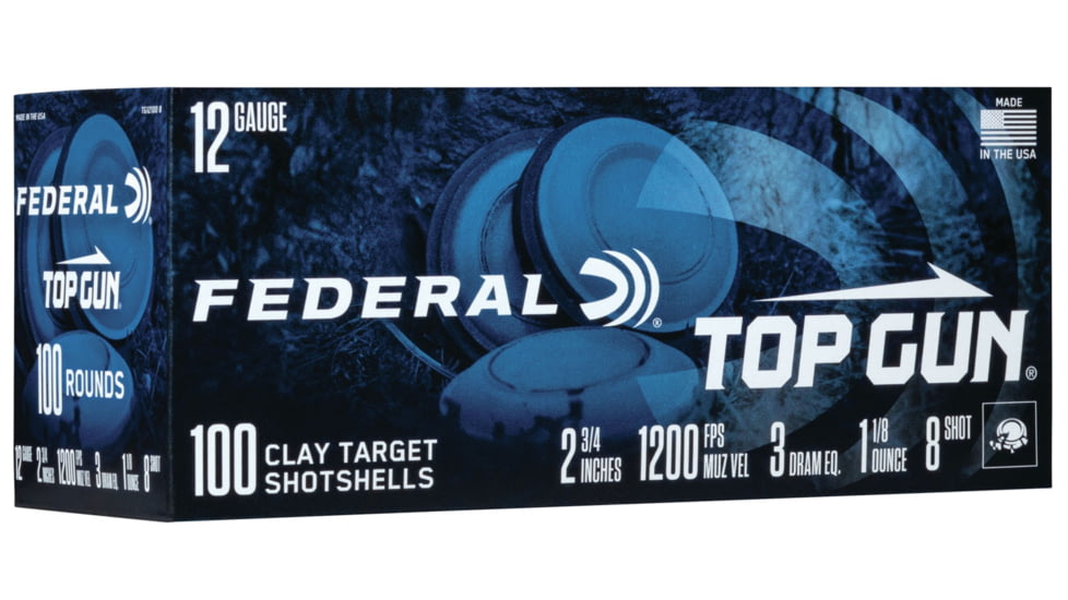 Federal Top Gun 12 Gauge 1 1/8oz 2.75in 1 1/8oz Shotgun Ammo, 7.5 Shot, 100 Rounds, TG12100 7.5