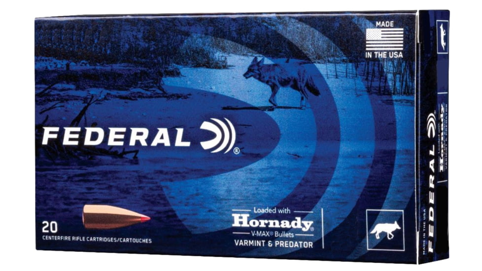 Federal V243VM58 Varmint &amp; Predator 243 Win 58 Gr Hornady V-Max VMX 20 Bx/ 10