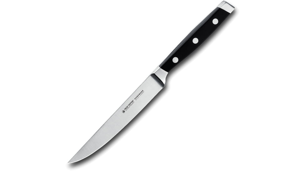 FELIX Steak Knife, 9in Overall, 4.75in, Satin Finish X50CrMoV15 Stainless Blade, Black Plastic Handle, 814612