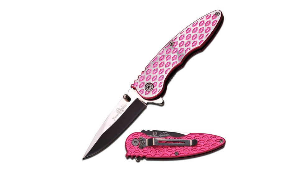 Femme Fatale Folding Blade, 3in, Stainless Steel Blade, Pink Aluminum Handle FF-A009PK