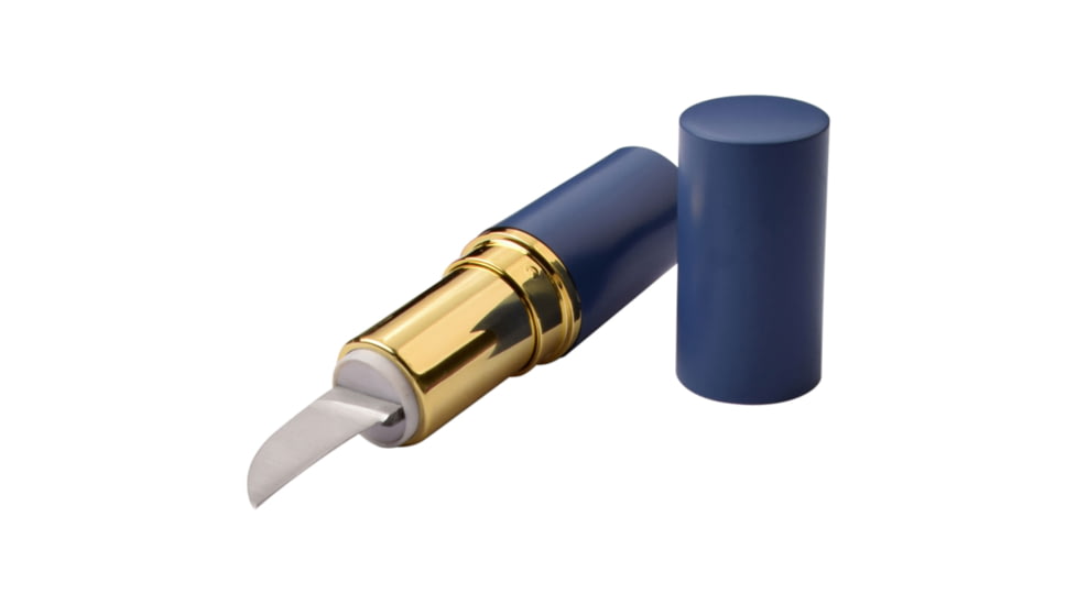 Femme Fatale Lipstick Fixed Blade Knife, 1 in, 3Cr13 Stainless Steel Stainless Steel, Drop Point, Blue, FF-273BL