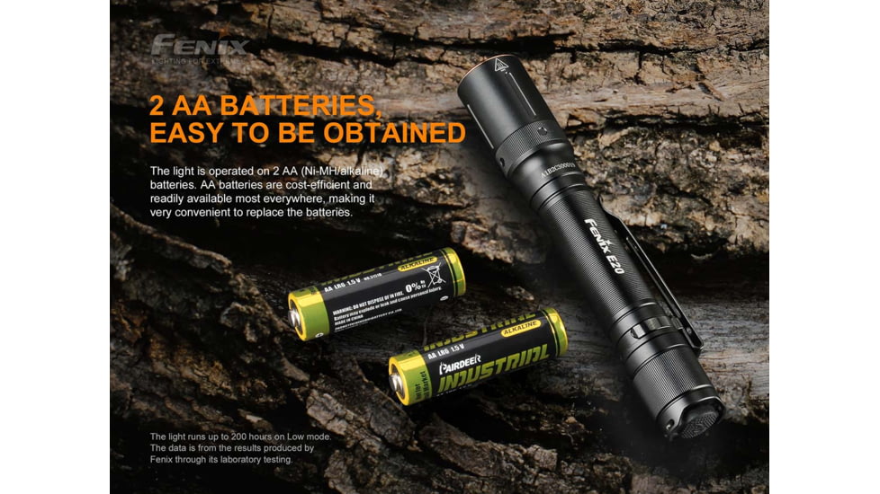 Fenix E20 V 2.0 AA Flashlight, E20V2BK