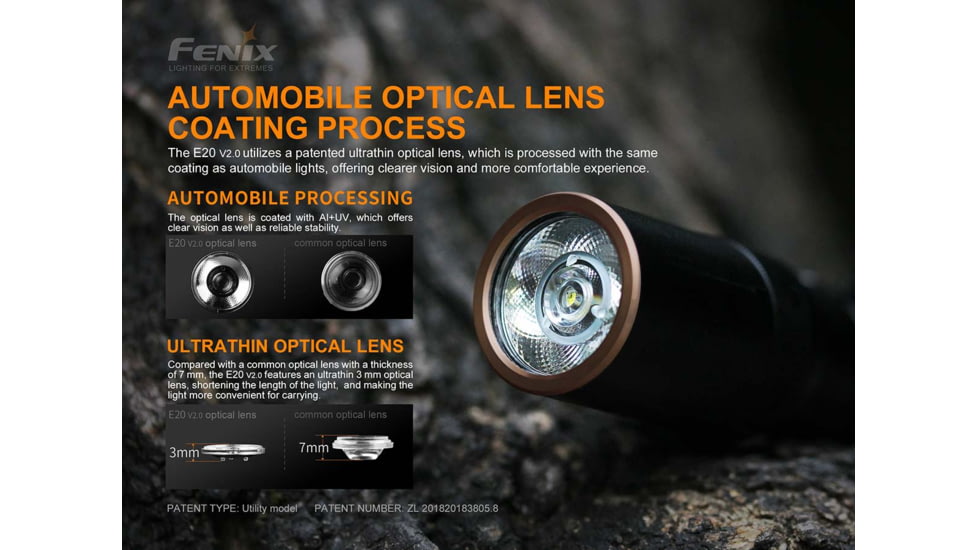 Fenix E20 V 2.0 AA Flashlight, E20V2BK