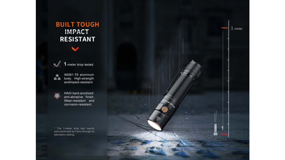 Fenix E35R, Flashlight, White LED, 3,100 Lumens, 4.72 Long, Anodized Finish, Black, Includes Rechargeable ARB-L21-5000 Battery and USB Type-C Charging Cable