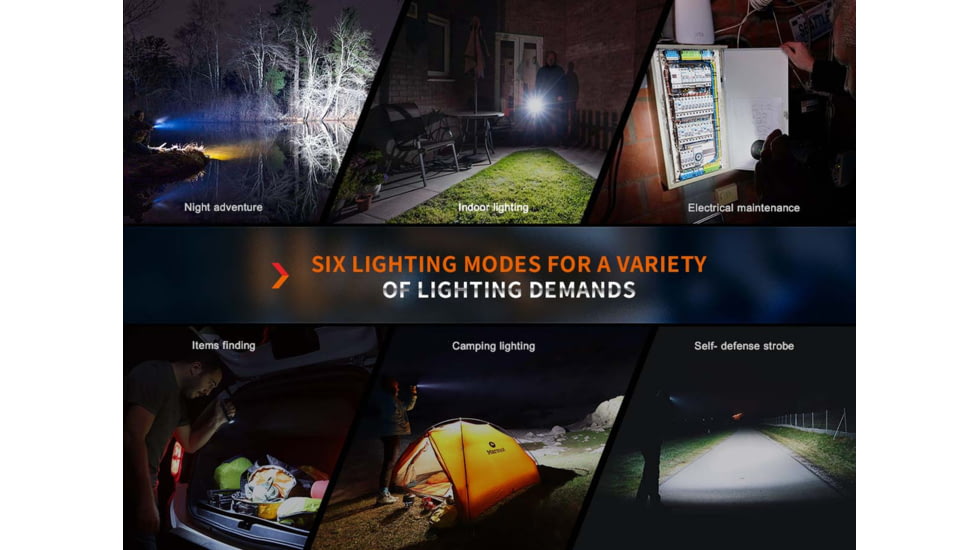 Fenix E35R, Flashlight, White LED, 3,100 Lumens, 4.72 Long, Anodized Finish, Black, Includes Rechargeable ARB-L21-5000 Battery and USB Type-C Charging Cable
