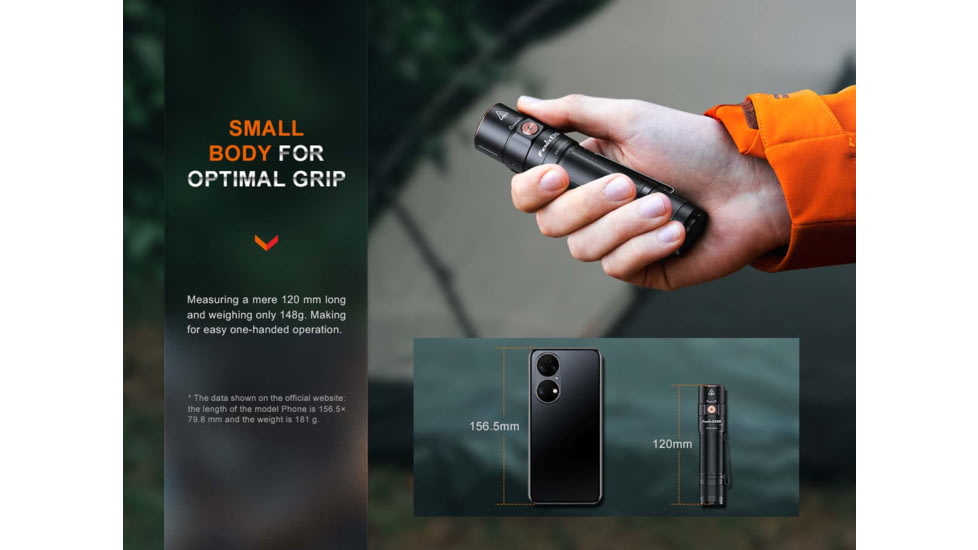 Fenix E35R, Flashlight, White LED, 3,100 Lumens, 4.72 Long, Anodized Finish, Black, Includes Rechargeable ARB-L21-5000 Battery and USB Type-C Charging Cable