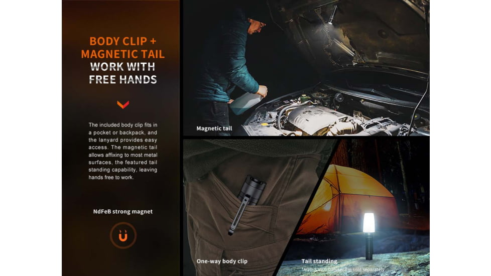 Fenix E35R, Flashlight, White LED, 3,100 Lumens, 4.72 Long, Anodized Finish, Black, Includes Rechargeable ARB-L21-5000 Battery and USB Type-C Charging Cable
