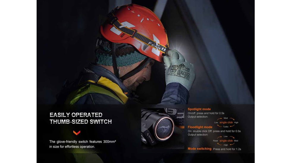 Fenix HM71R, Headlamp, White LED, 2,700 Lumens, Matte Finish, Black, Includes Headband and Rechargeable ARB-L21-5000 Battery