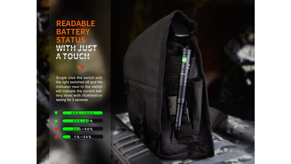 Fenix T6 Penlight, Tactical Pen with Flashlight, White LED, 80 Lumen, Anodized Finish, Black, Includes Built-in 100mAh Li-Polymer Battery and USB Type-C Charging Cable
