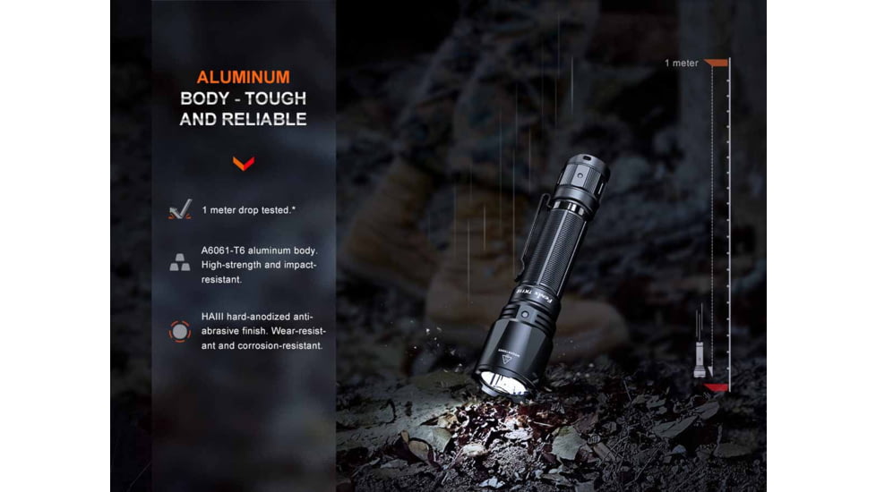 Fenix TK11R, Flashlight, White LED, 1,600 Lumens, Anodized Finish, Black, Includes Rechargeable 18650 Battery and USB Type-C Charging Cable