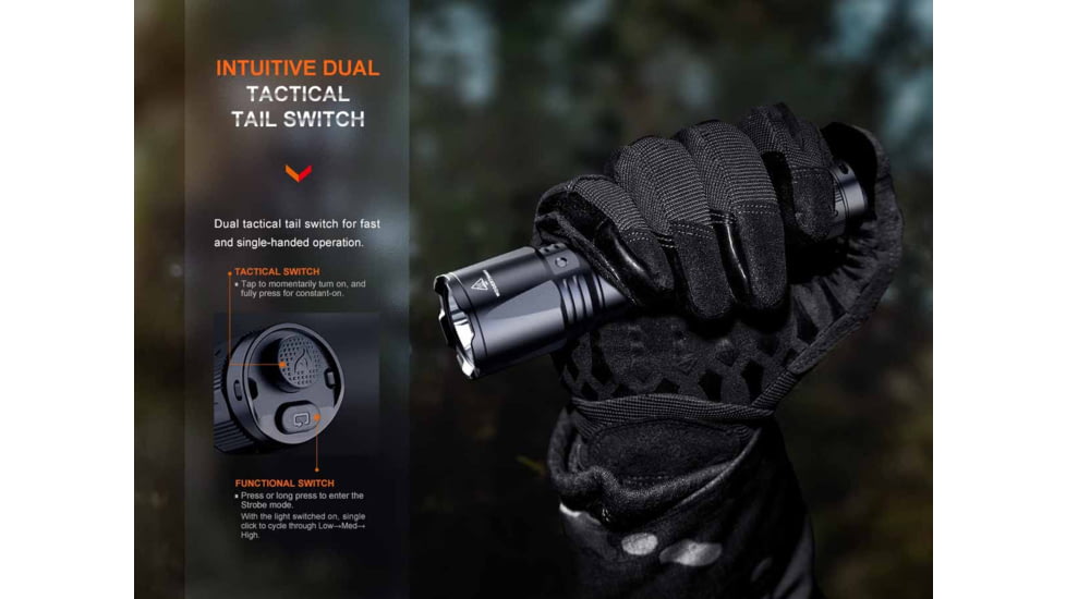 Fenix TK11R, Flashlight, White LED, 1,600 Lumens, Anodized Finish, Black, Includes Rechargeable 18650 Battery and USB Type-C Charging Cable