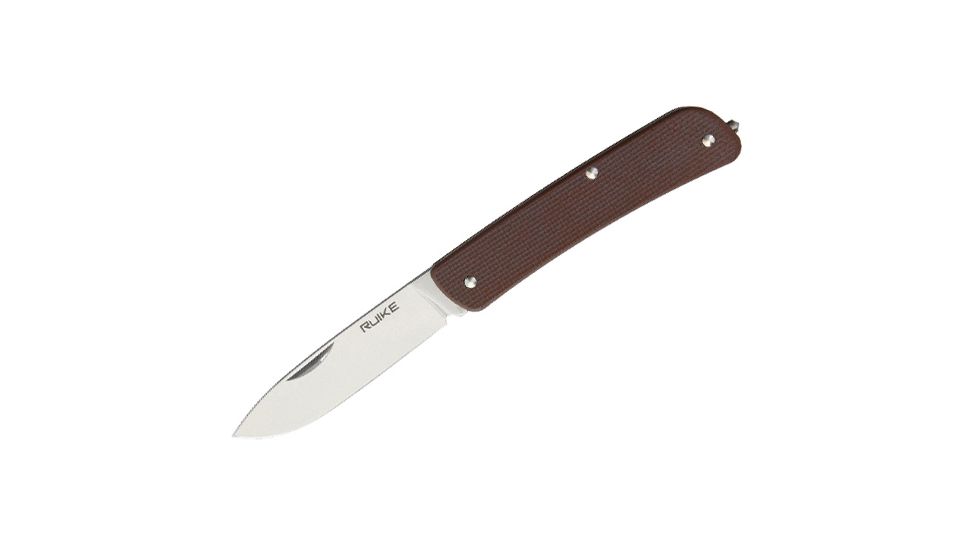 RUIKE L11 Folding Knife, 3.38in, 14C28N Stainless Steel, Clip Point, Plain Blade, G10 Handle, Brown, L11-N