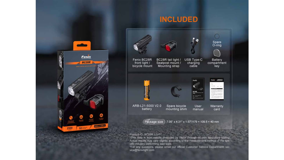 Fenix Fenix BC28R Rechargeable Lithium Ion 2500 Lumens LED Bike Light, Black, BC28RBCBK