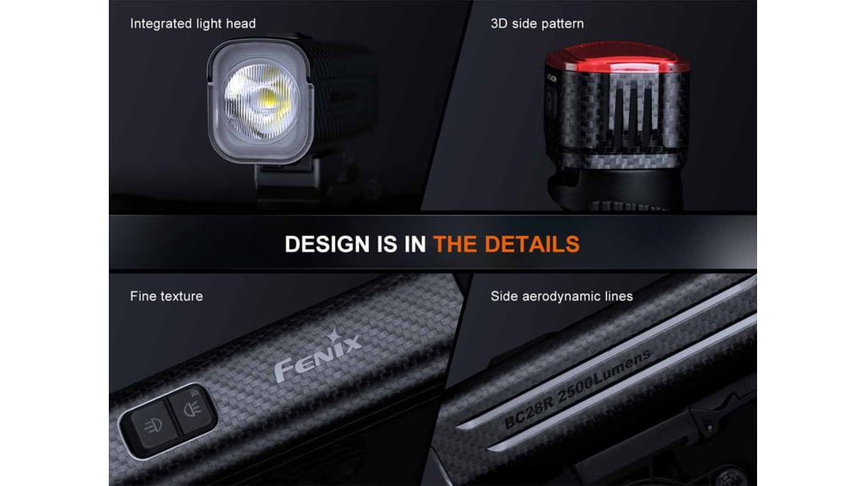 Fenix Fenix BC28R Rechargeable Lithium Ion 2500 Lumens LED Bike Light, Black, BC28RBCBK