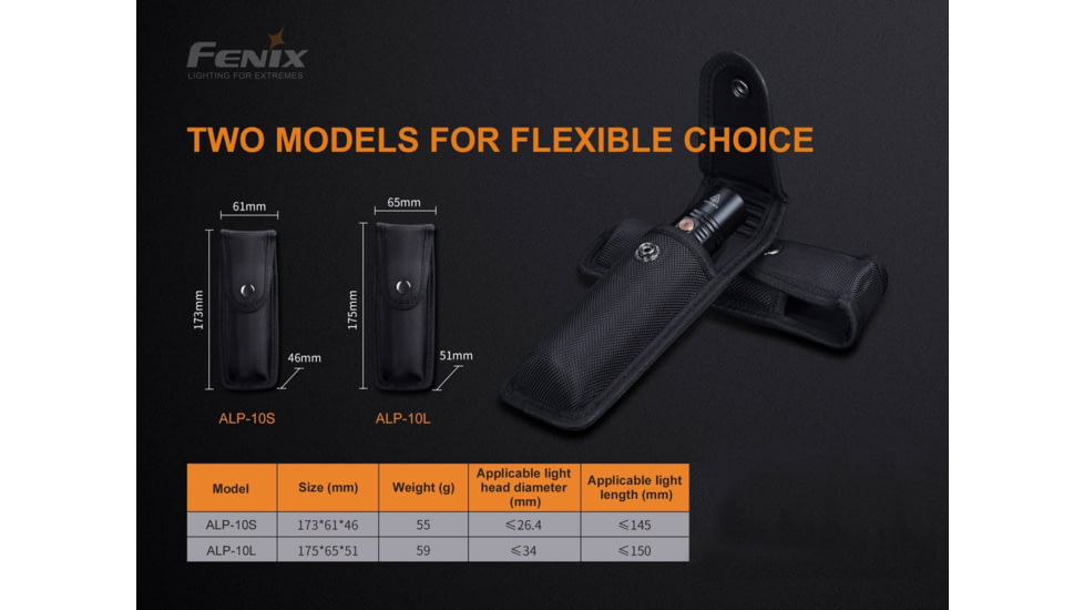 Fenix Lighting ALP-10S Flashlight Holster, Black, ALP-10S