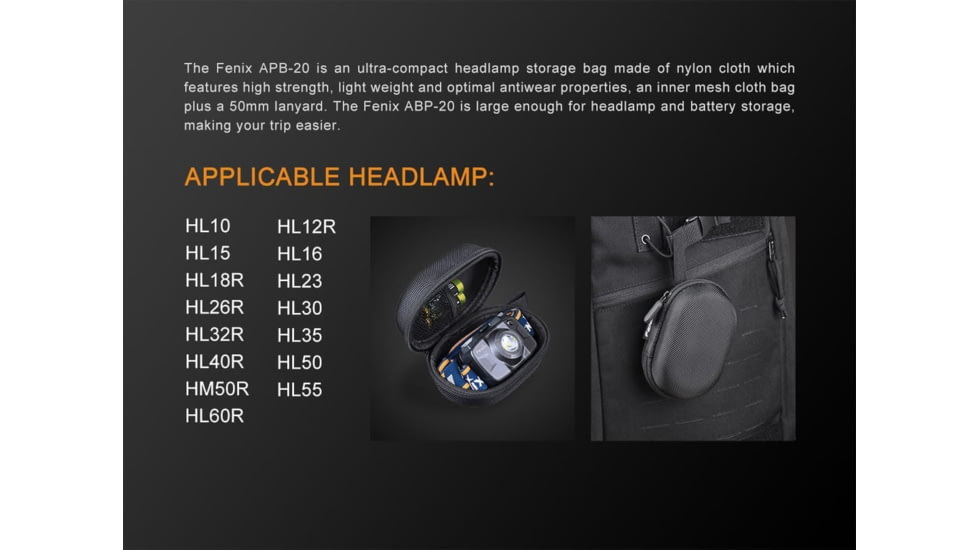 Fenix Lighting APB-20 Headlamp Gear Bag