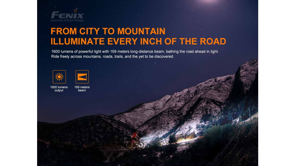 Fenix BC26R Lithium Ion 1600 Lumens Bike Light, Black, BC26RXBK