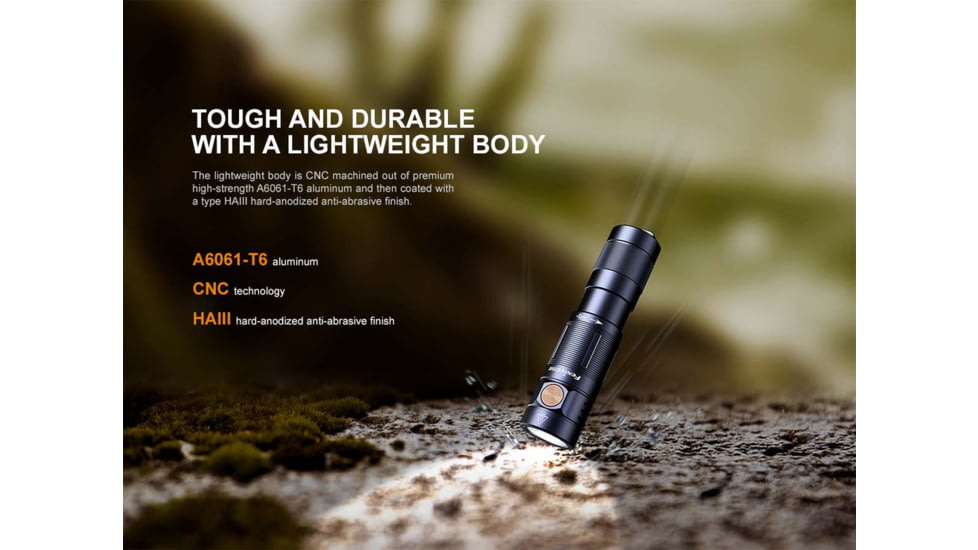 Fenix Lighting E09R Lithium Ion 600 Lumens Flashlight, Black, E09RSBK