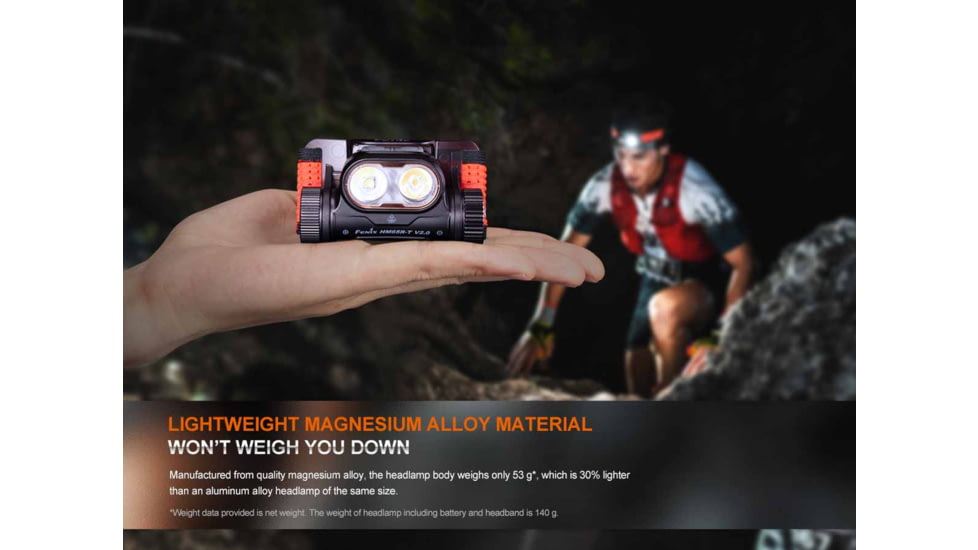 Fenix HM65R-T V2.0 Lithium Ion 1600 Lumens Luminus SST40 LED, Luminus SST20 LED Headlamp, Black, HM65RTV2BK