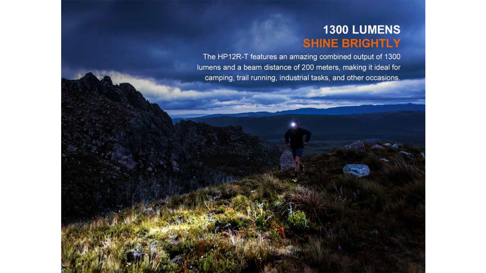 Fenix HP12R-T Lithium Ion 1300 Lumens Luminus SST25, Luminus SST20 CR480, 2835 LED Headlamp, Red, HP12RTRD