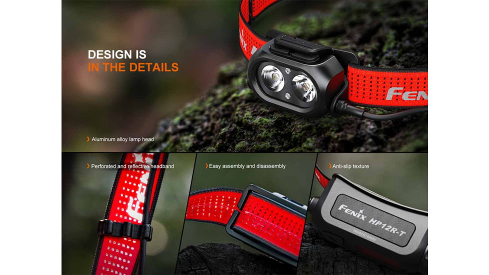 Fenix HP12R-T Lithium Ion 1300 Lumens Luminus SST25, Luminus SST20 CR480, 2835 LED Headlamp, Red, HP12RTRD