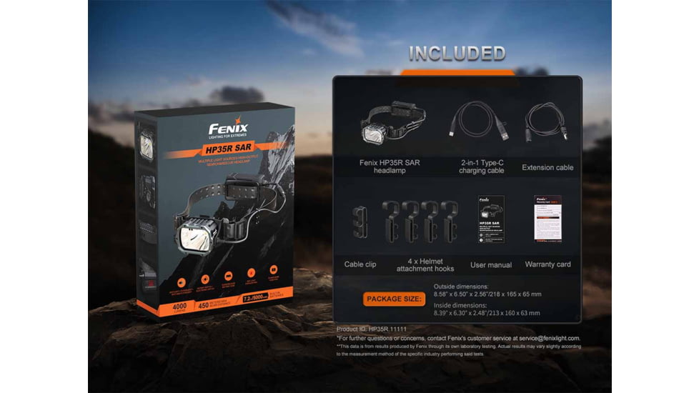Fenix Lighting HP35R SAR Lithium Ion 4000 Lumens Headlamp