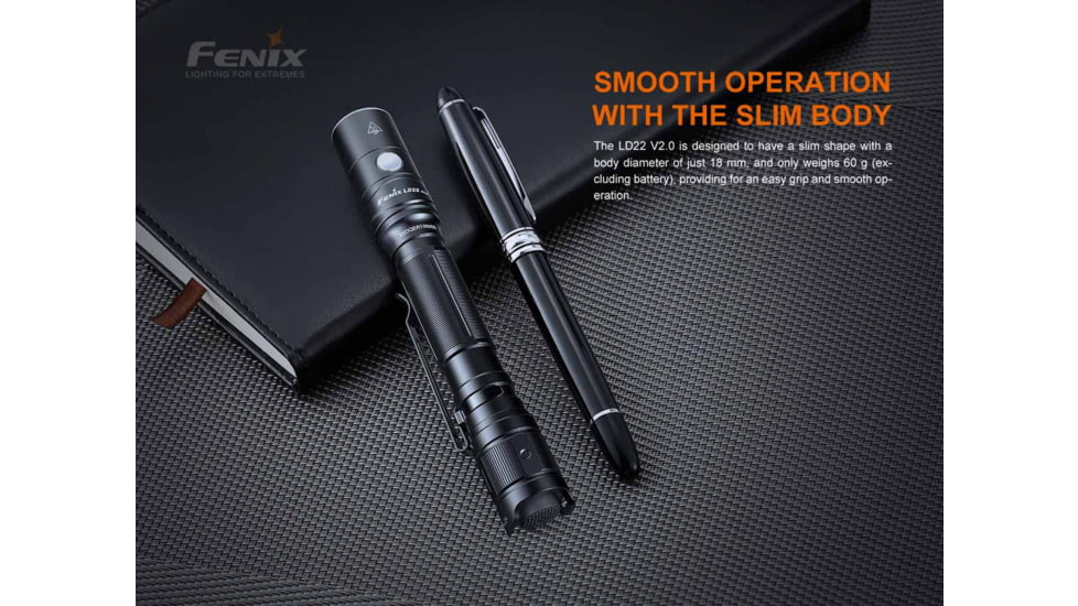 Fenix Lighting LD22 V2.0 800 Lumens Luminus SST20 WXS LED Flashlight, Black, LD22V2BK