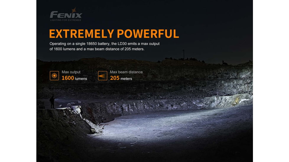 Fenix Lighting LD30 Lithium Ion 1600 Lumens Luminus SST40 LED Flashlight, Black, LD30XLBK-RB