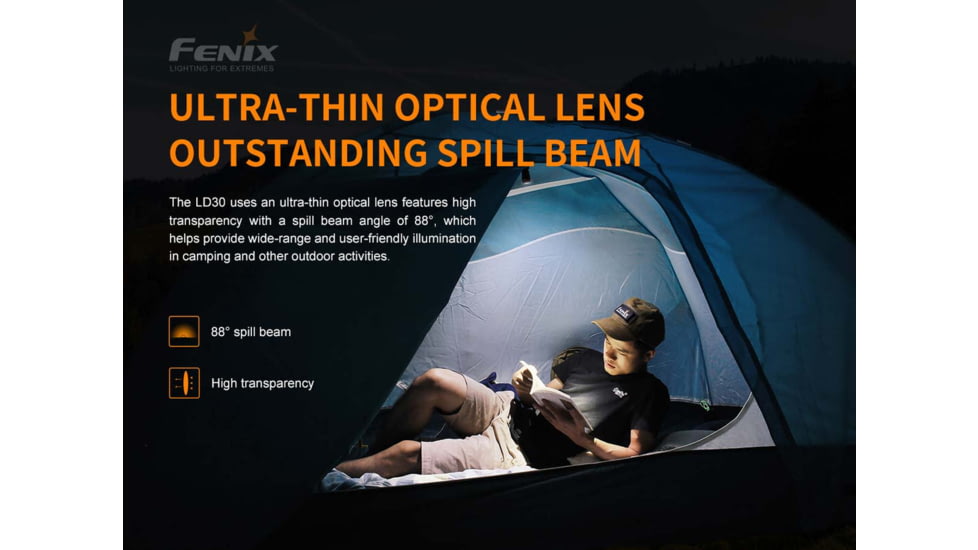 Fenix Lighting LD30 Lithium Ion 1600 Lumens Luminus SST40 LED Flashlight, Black, LD30XLBK-RB