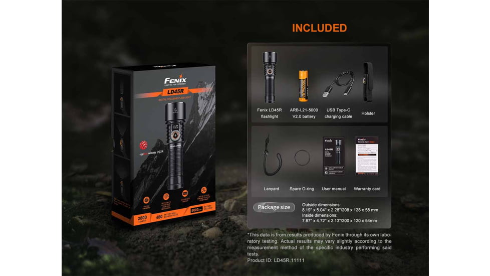 Fenix LD45R Lithium Ion 2800 Lumens Luminus SFT70 LED Flashlight, Black, LD45RXBK