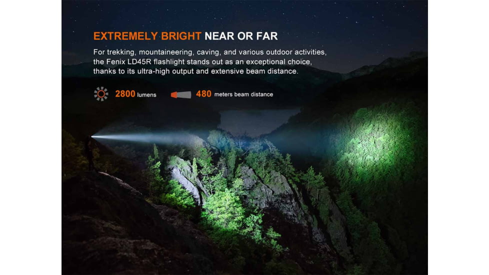 Fenix LD45R Lithium Ion 2800 Lumens Luminus SFT70 LED Flashlight, Black, LD45RXBK