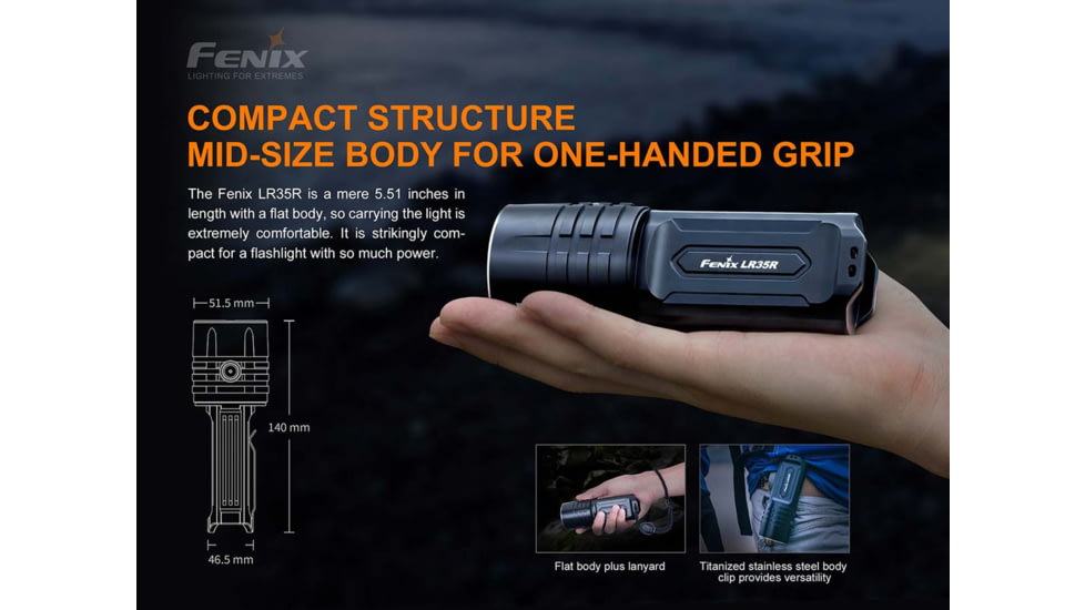 Fenix Lighting LR35R Lithium Ion 10000 Lumens Luminus SST40 LED Flashlight, Black, LR35RSBK