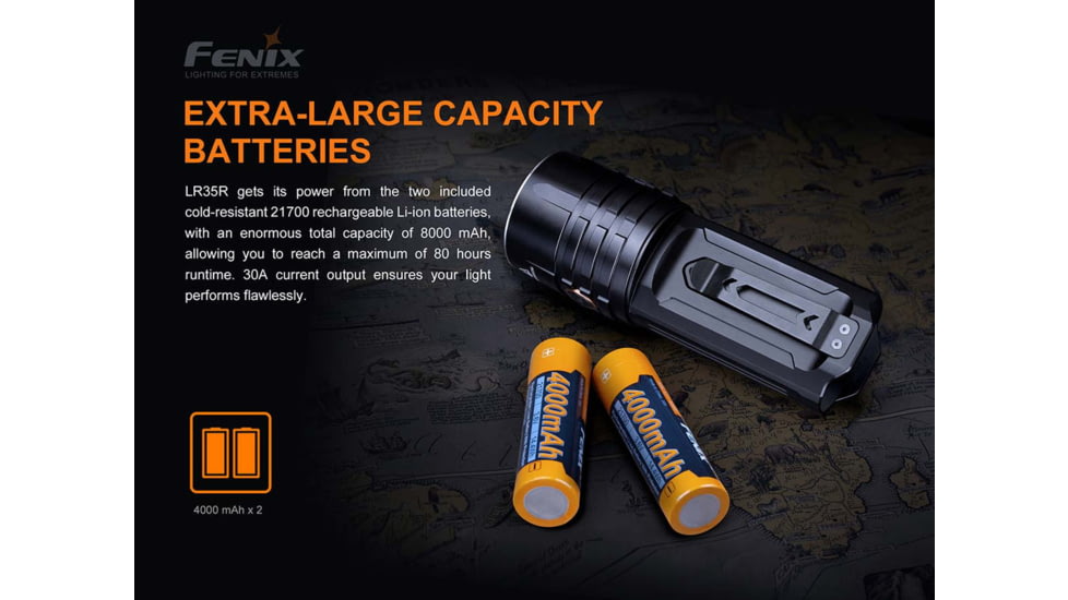 Fenix Lighting LR35R Lithium Ion 10000 Lumens Luminus SST40 LED Flashlight, Black, LR35RSBK