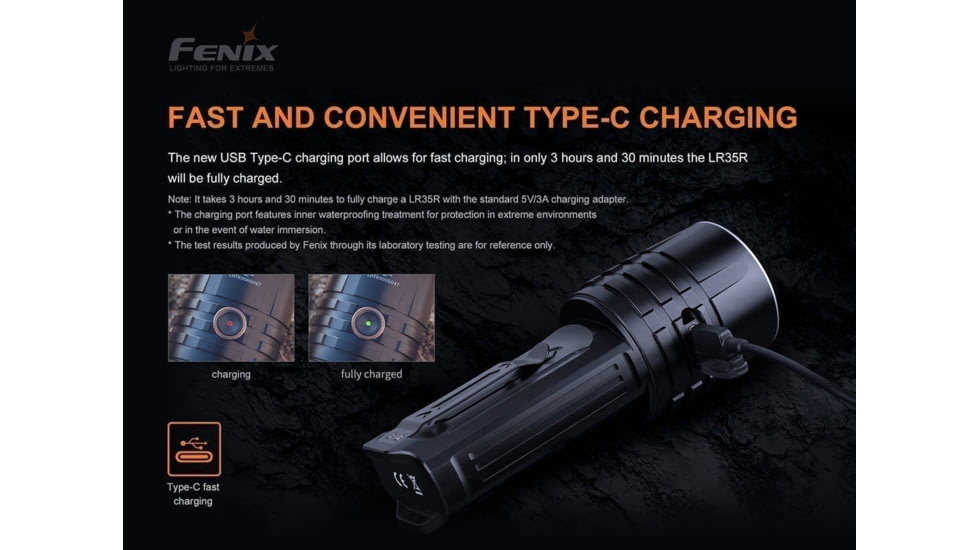 Fenix Lighting LR35R Lithium Ion 10000 Lumens Luminus SST40 LED Flashlight, Black, LR35RSBK