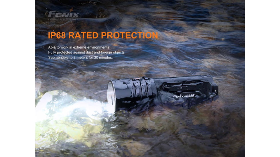 Fenix Lighting LR35R Lithium Ion 10000 Lumens Luminus SST40 LED Flashlight, Black, LR35RSBK