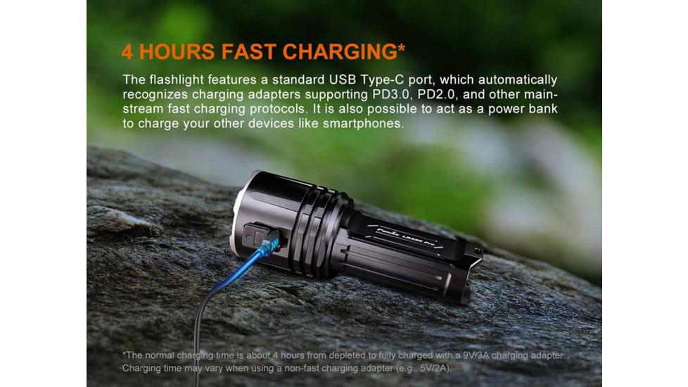 Fenix Lighting LR35R PRO Lithium Ion 10000 Lumens Luminus SFT 25, Luminus SST 25, OSRAM GR QSSPA1.23, SST-10-UV Flashlight, Black, LR35RPRBK