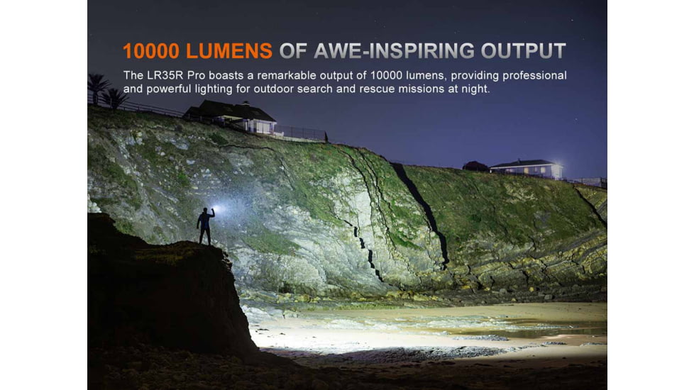 Fenix Lighting LR35R PRO Lithium Ion 10000 Lumens Luminus SFT 25, Luminus SST 25, OSRAM GR QSSPA1.23, SST-10-UV Flashlight, Black, LR35RPRBK