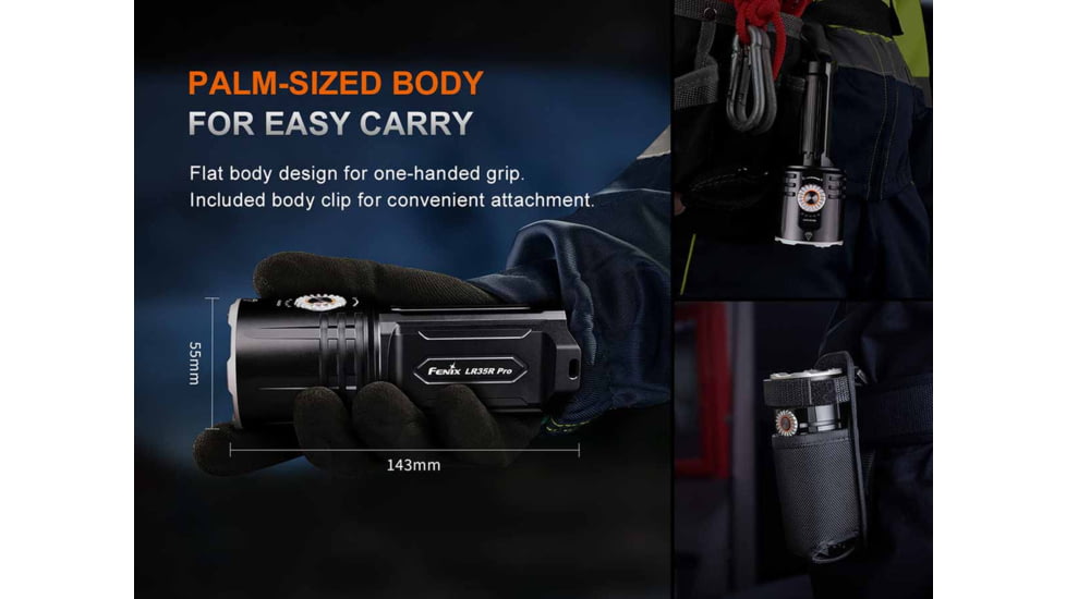 Fenix Lighting LR35R PRO Lithium Ion 10000 Lumens Luminus SFT 25, Luminus SST 25, OSRAM GR QSSPA1.23, SST-10-UV Flashlight, Black, LR35RPRBK