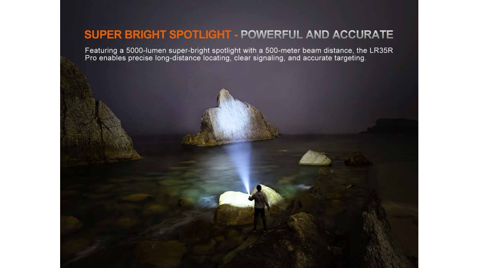 Fenix Lighting LR35R PRO Lithium Ion 10000 Lumens Luminus SFT 25, Luminus SST 25, OSRAM GR QSSPA1.23, SST-10-UV Flashlight, Black, LR35RPRBK