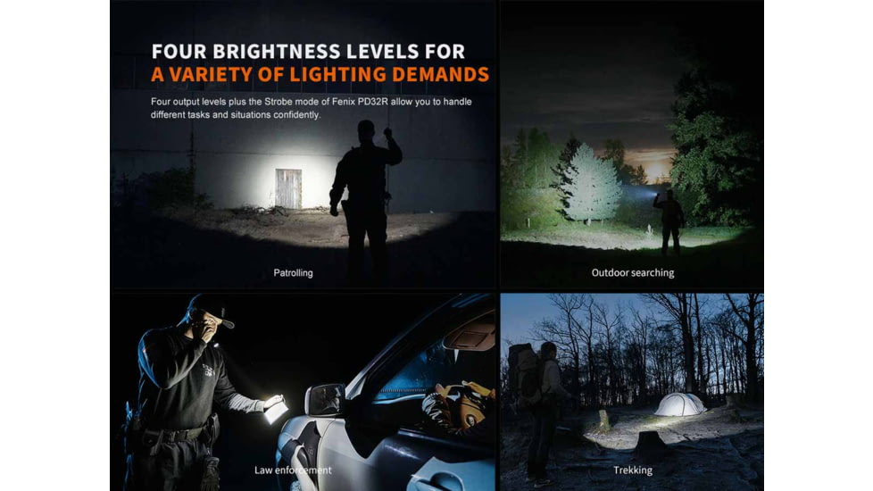 Fenix Lighting PD32R Lithium Ion 1400 Lumens Luminus SFT40 LED Flashlight, Black, PD32RSTBK