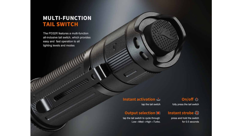 Fenix Lighting PD32R Lithium Ion 1400 Lumens Luminus SFT40 LED Flashlight, Black, PD32RSTBK