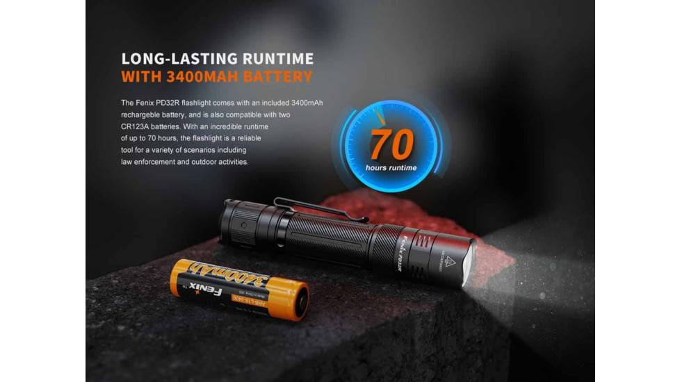 Fenix Lighting PD32R Lithium Ion 1400 Lumens Luminus SFT40 LED Flashlight, Black, PD32RSTBK