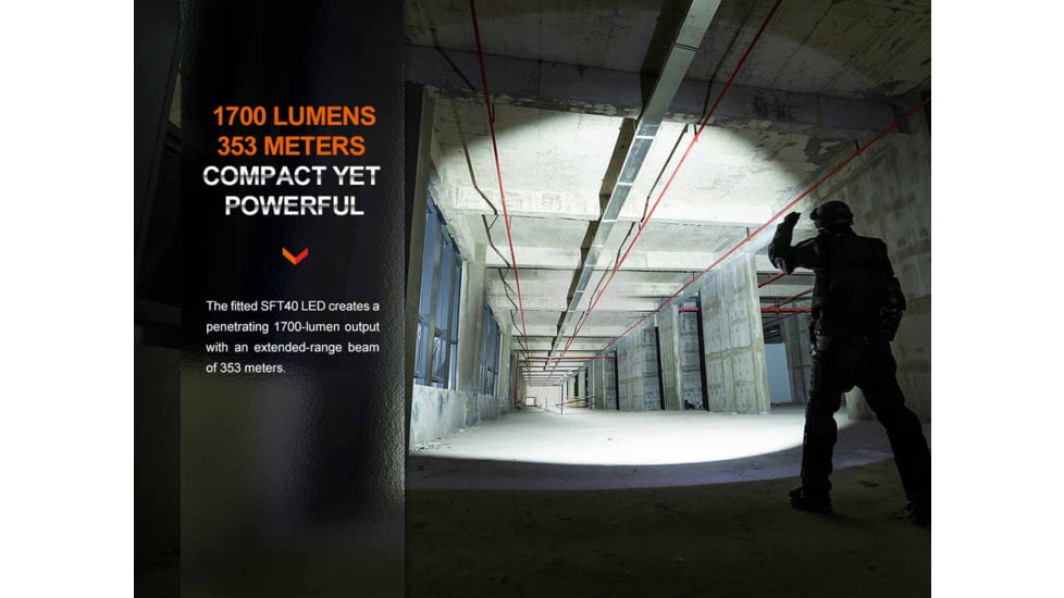 Fenix Lighting PD35R Lithium Ion 1700 Lumens Luminus SFT40 LED Flashlight, Black, PD35RXBK