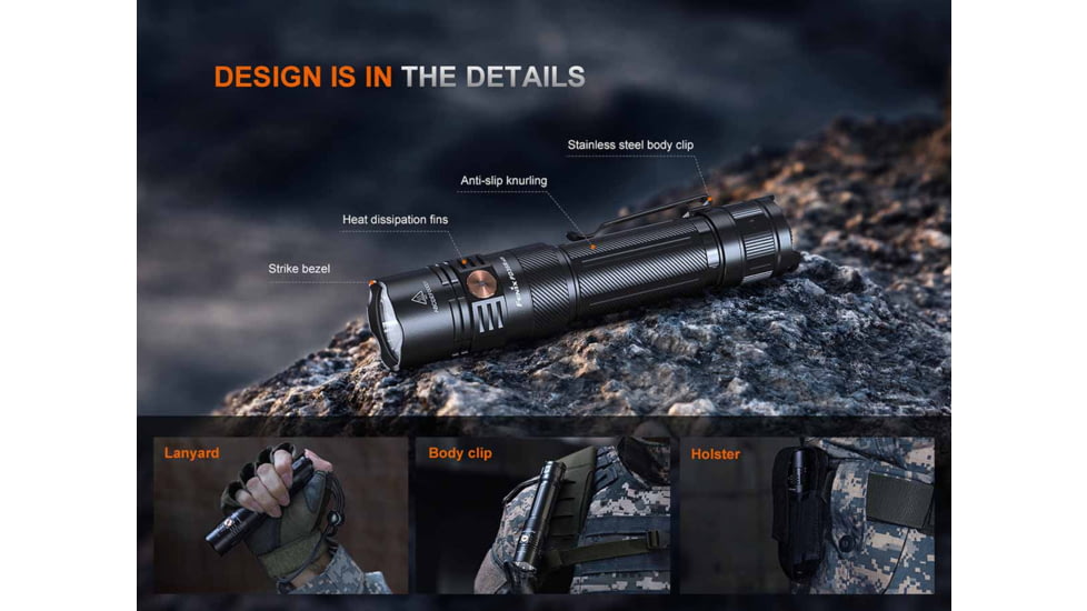 Fenix Lighting PD36R ACE Lithium Ion 3000 Lumens Luminus SFT70 Gen2 LED Flashlight, Black, PD36RACBK