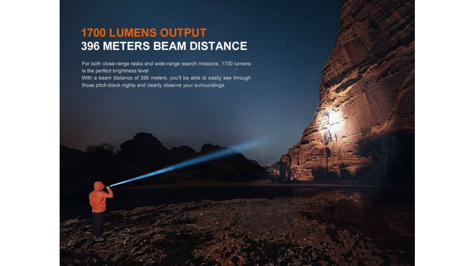 Fenix PD36R V2.0 Lithium Ion 1700 Lumens Luminus SFT40 LED Flashlight, Black, PD36RV2BK