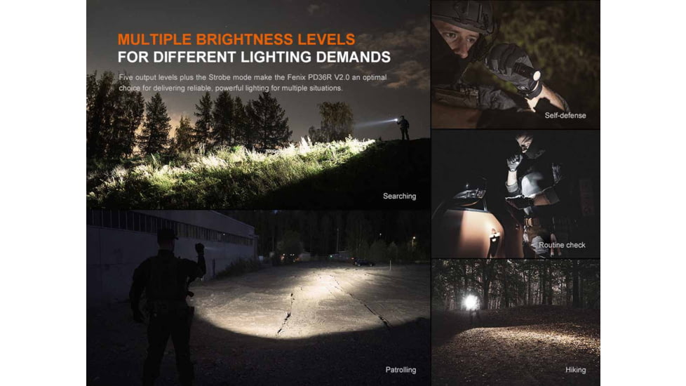 Fenix PD36R V2.0 Lithium Ion 1700 Lumens Luminus SFT40 LED Flashlight, Black, PD36RV2BK