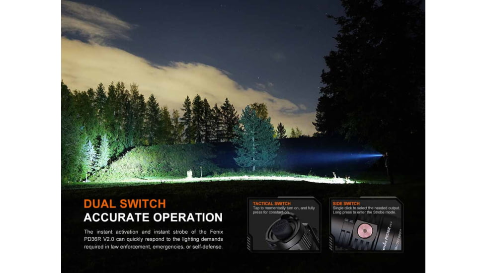 Fenix PD36R V2.0 Lithium Ion 1700 Lumens Luminus SFT40 LED Flashlight, Black, PD36RV2BK