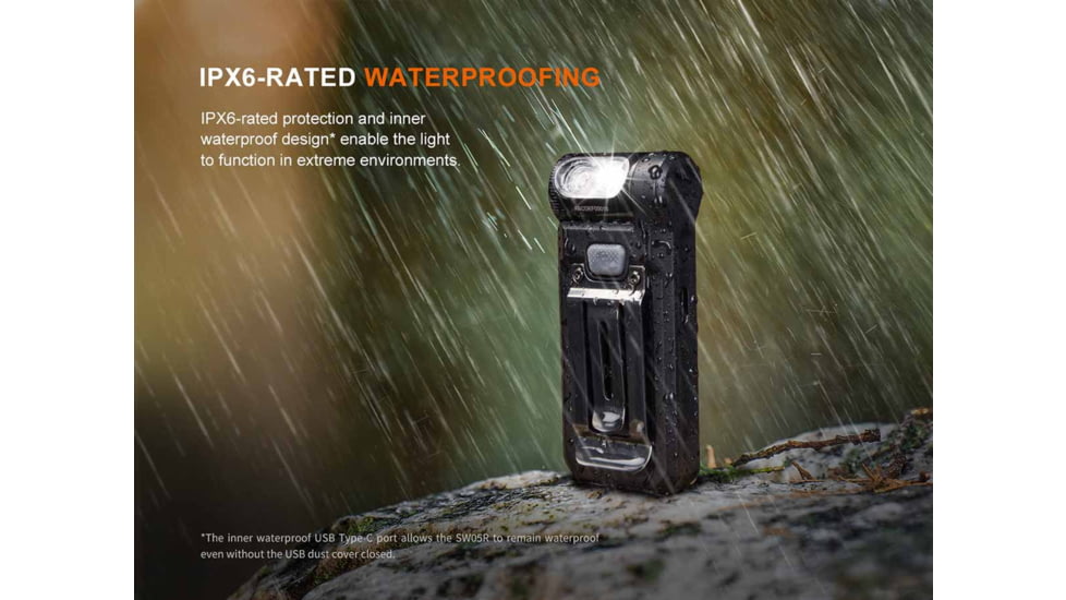 Fenix SW05R-UV Lithium Ion 150 Lumens LED Flashlight, Black, SW05RUVBK