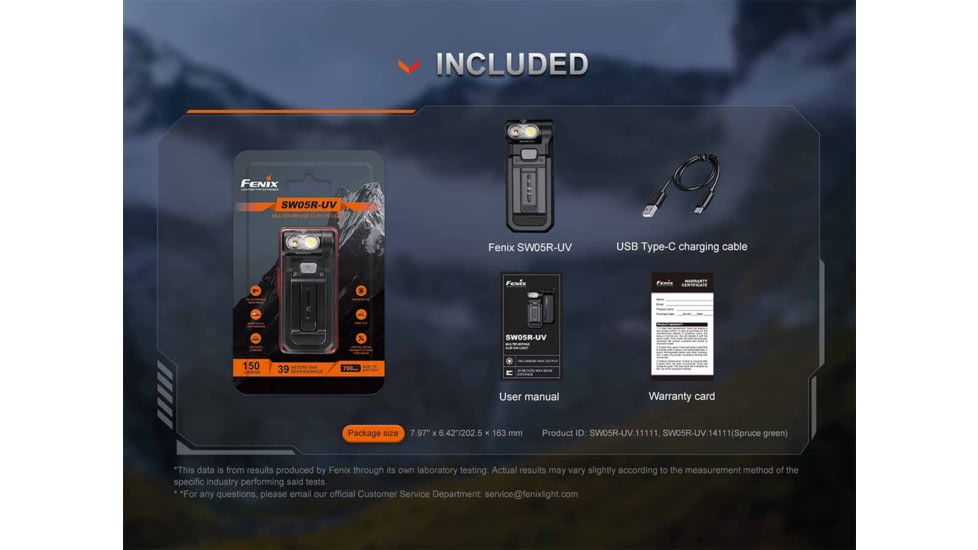 Fenix SW05R-UV Lithium Ion 150 Lumens LED Flashlight, Black, SW05RUVBK