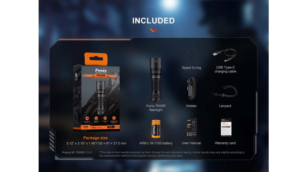 Fenix Lighting TK05R Lithium Ion 1000 Lumens Flashlight